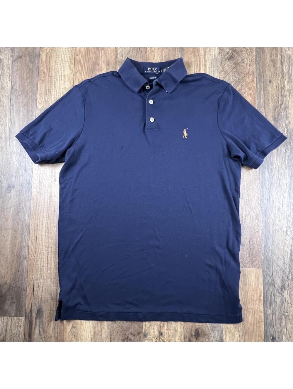 Polo Ralph Lauren Polo Shirt Mens Small Classic Fit Flesh Pony Blue Cotton